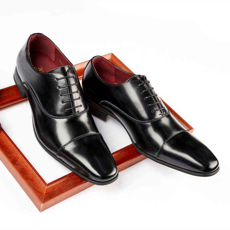 

Dress Shoes Three Connector Men's Shoes Business Leather Formal Leisure and Breathable 220812, Black 3004-2