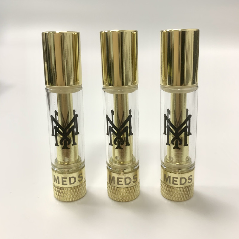 

MM vape cart electronic cigarette atomizer empty 0.8ml for thick oil gold metal glass tank ceramic coil with packaging box custom logo