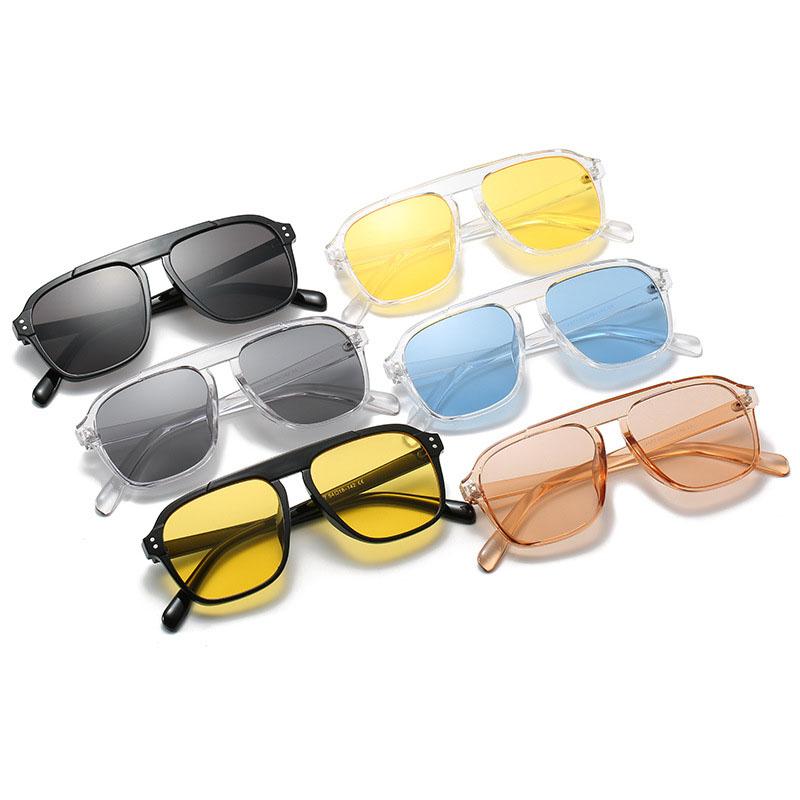 

Sunglasses Oversized Square Retro Nail Decoration Blue Yellow Clear Lens Men Fashion Outdoor Sun Glasses For WomenSunglasses