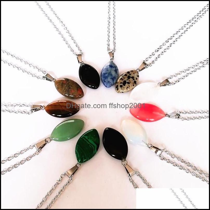 

Pendant Necklaces Oval Leaf Turquoise Natural Quartz Crystal Pink Stone Necklace Jewelry For Women Gift Accessories Drop D Ffshop2001 Dhnfa