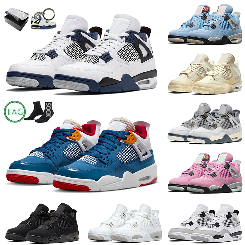 

with Box Mens Womens J4 Basketball Shoes Jumpman 4 4s Iv Messy Room Black Cat Midnight Navy Sail Pink Blue Thunder Purple Bredxsb Sports, B33 white cement 36-50