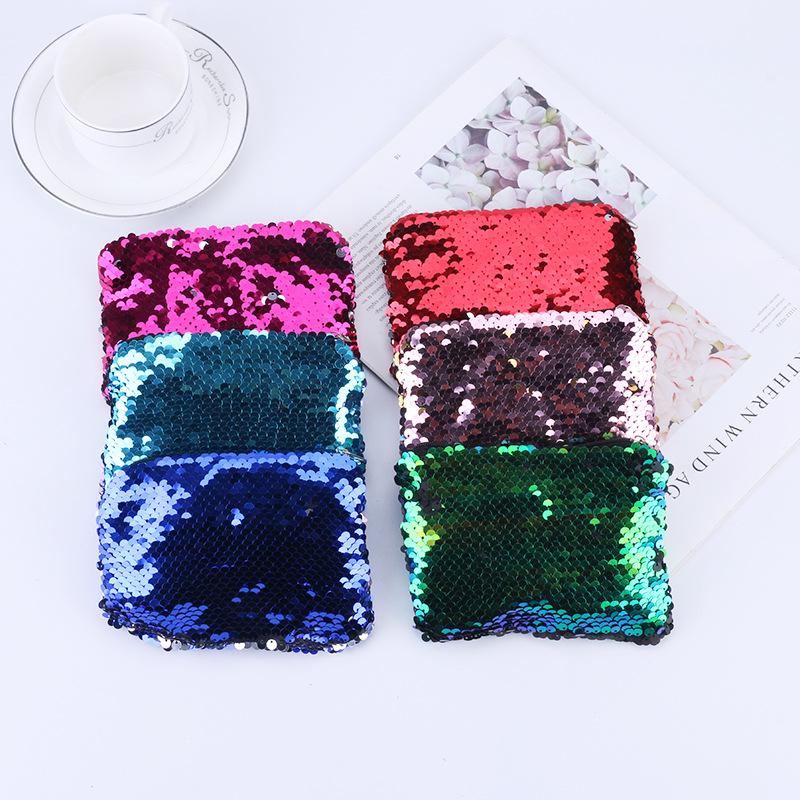 

Wallets Double Side Coin Purse Promotion Flip Sequin Wallet Fashion Two-Color Zipper Mini Bag For Girls And Women, Random color