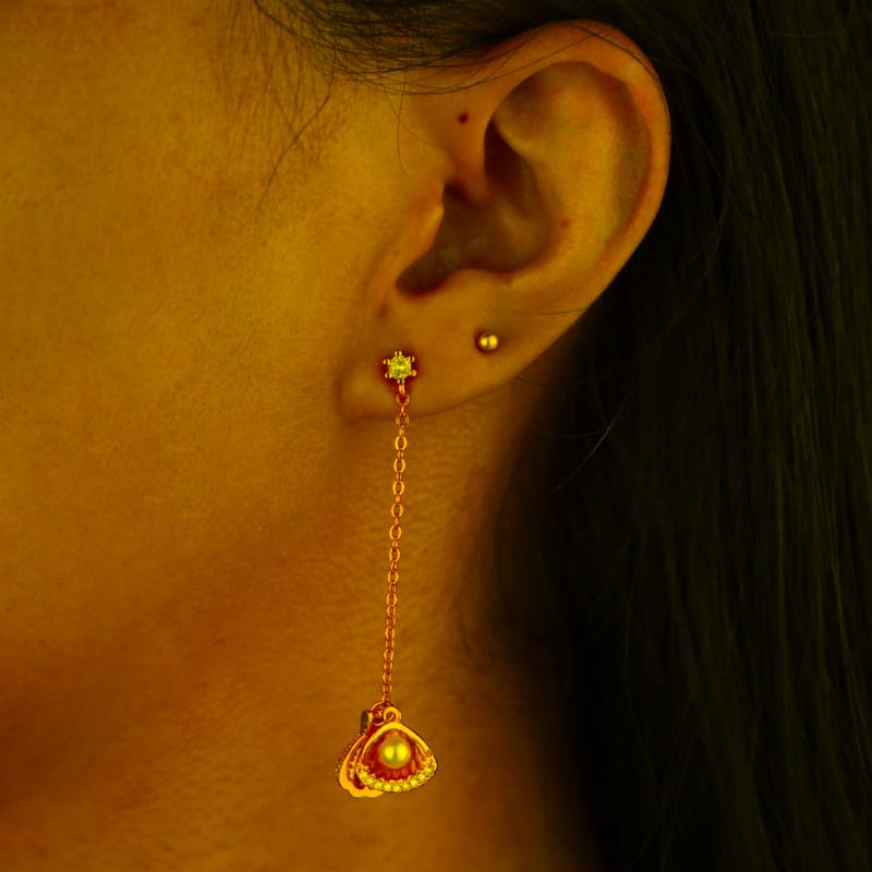 

Dangle & Chandelier Gold Filled Trendy Freshwater Pearl Inside Sea Shell Drop Charm Long Tassel Chain Earrings Women Fashion Gift JewelryDan