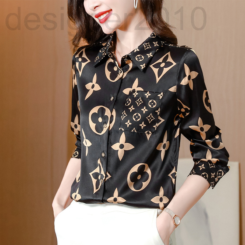 

Women's Polos designer Imitation silk satin shirt women's long sleeve 2022 spring and autumn new printed mulberry top ZUF9, 2# packing bag