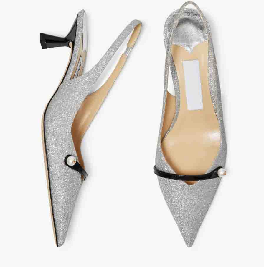 

Luxury brands women sandals high heels Amita 45mm slingback pumps sliver glitter pump summer designer shoes