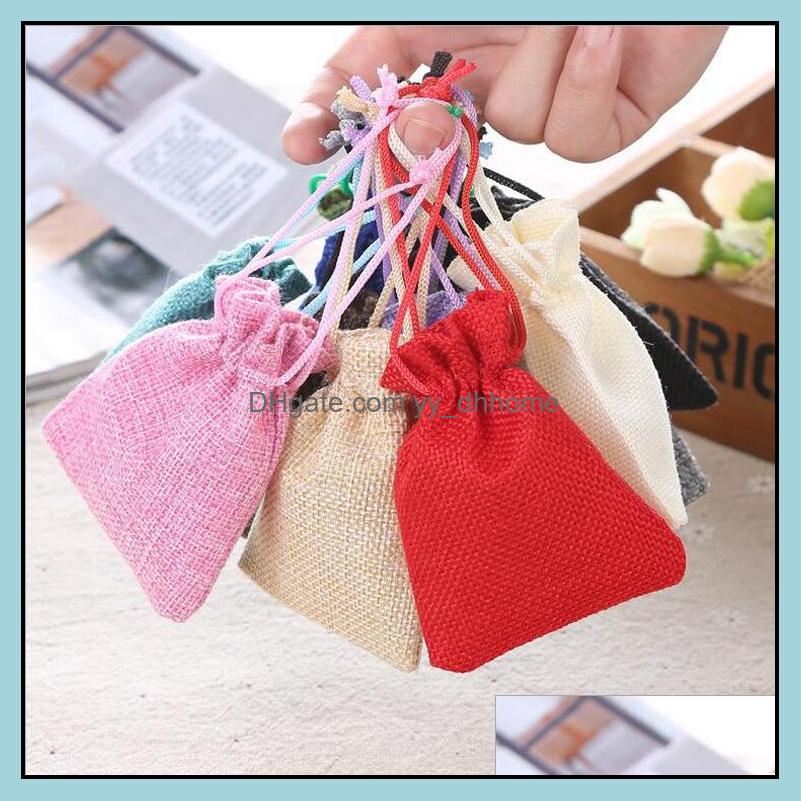 

Jewelry Pouches Bags Packaging Display Pouches Gift Storage Flax Cloth Material For Wedding Party 10X12Cm Package Wholesale 0583Wh Drop D