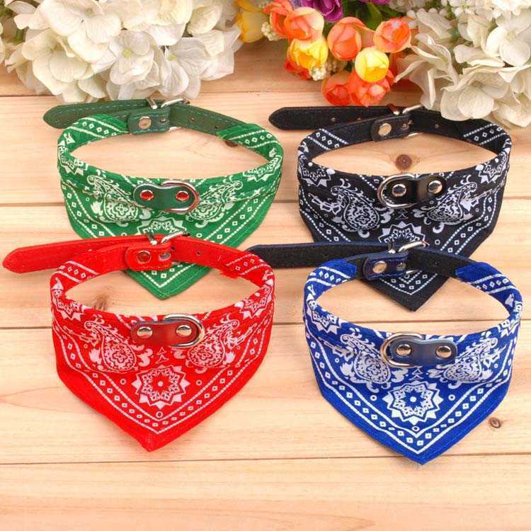 

Pet Dog Collar Leather Collars Lead Adjustable Pets Cat Scarf Bandana Neckerchief Mix PU Necklace Decorationthe