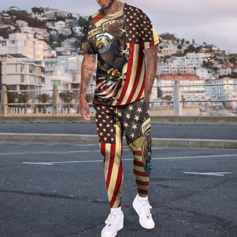 

Men's Tracksuits Switching Cool Series Short -sleeved Clothing Spring And Summer 3d National Flag Printing Loose Men's Casual Video Trou, Ttb57-28-1
