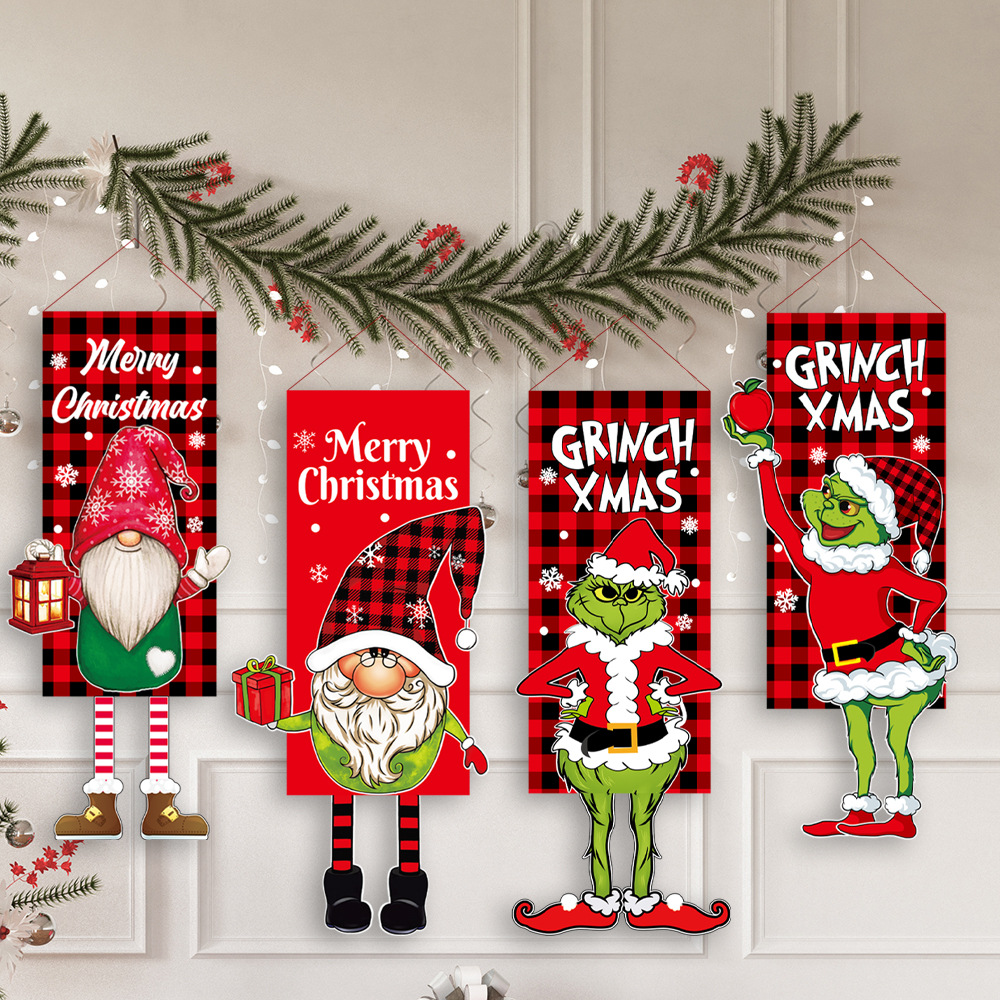 

Christmas Decorations Grinch Doll Hanging Flag Faceless Doll Hanging Flag Garden