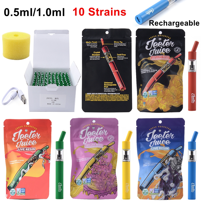 

JEETER Juice Live Resin Rechargeable E Cigarette Device 1.0ml 0.5ml Empty Disposable Vape Pen Thick oil Cartridge Pod 180mAh Battery 10 Colors