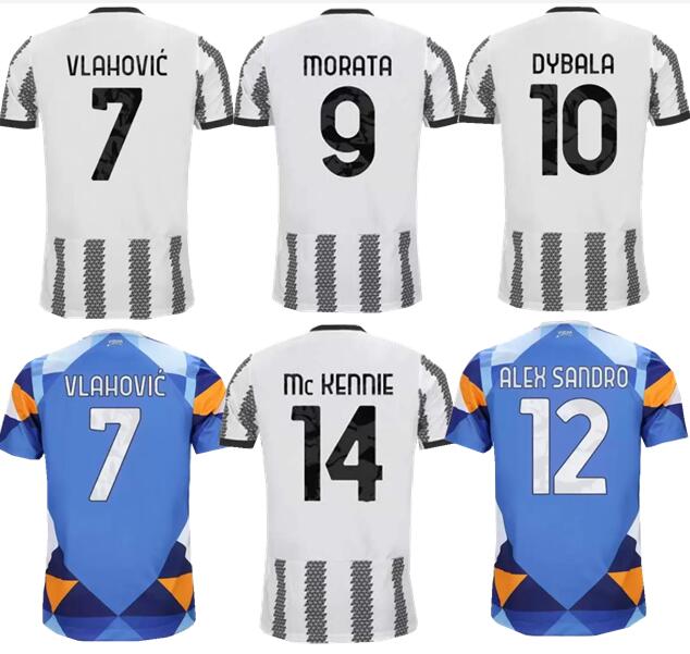 22 23 4th Kobra Soccer Jersey Juve Vlahovic Kean Dybala Morata 2022 2023 McKennie Juve Ramsey de Ligt Locatelli Home Football Shirt Men Kids Kit