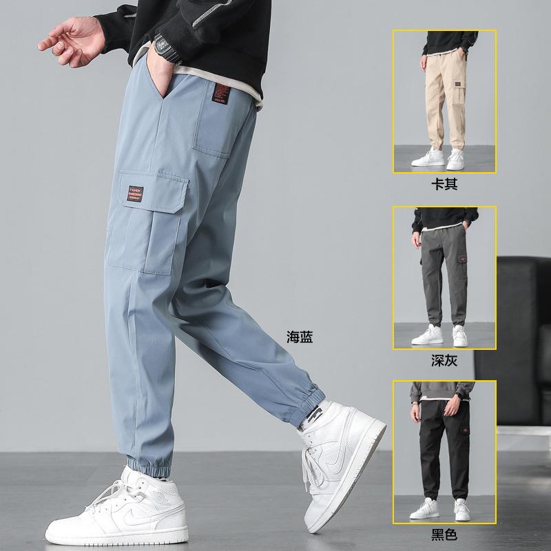 

Men's Jeans 2022 Casual Pants Summer Loose Cropped Work Clothes Student Leggings Sportswear Fashion, D72 dark gray