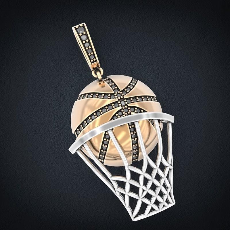 

Pendant Necklaces Men's Fashion Hip Hop Diamond Basketball Stand Necklace Jewelry AccessoriesPendant NecklacesPendant