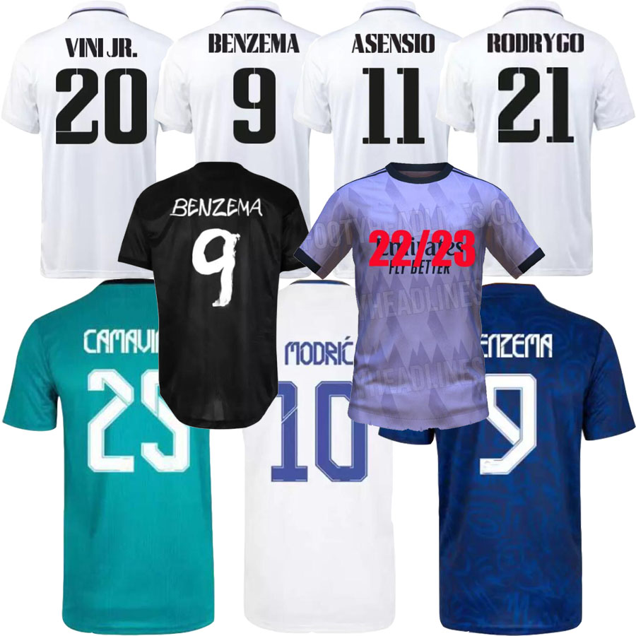 

21 22 23 BENZEMA fourth soccer jerseys champions final football shirts CAMAVINGA 120th ASENSIO MODRIC VINI JR camiseta men 2021 2022 uniforms Real Madrids