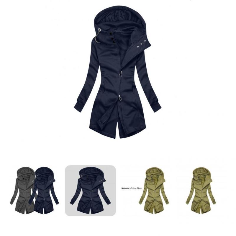 

Women' Jackets Women Hoodie Elegant Coat Streetwear All Match Casual Pure Color Long, Green
