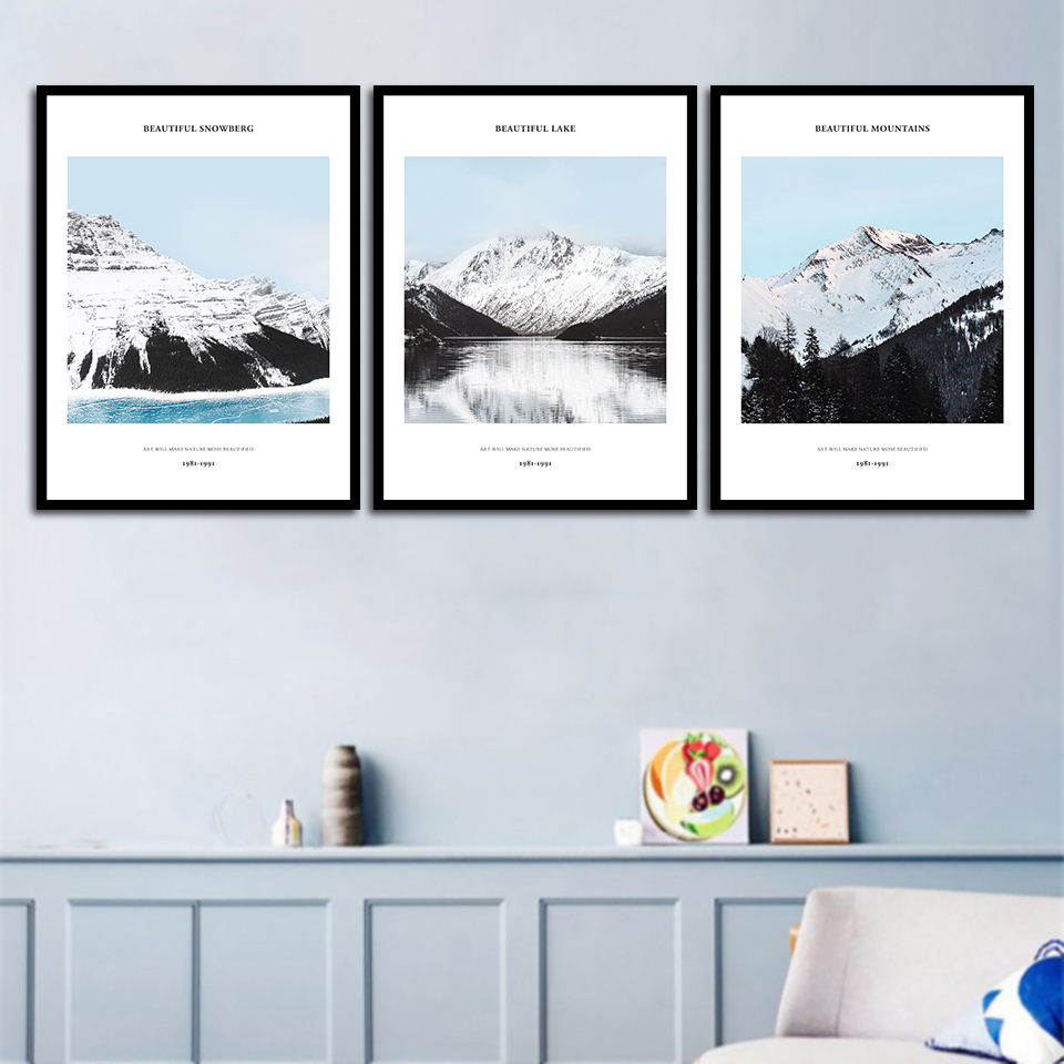 

3 Pcs Snow Mountain Canvas Painting Modern Home Decoration Living Room Bedroom Canvas Print Painting Wall Decor Picture