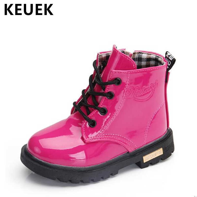 Autumn Children PU Leather Waterproof Fashion Girls Boys Baby Martin Shoes Kids Ankle Winter Snow Boots