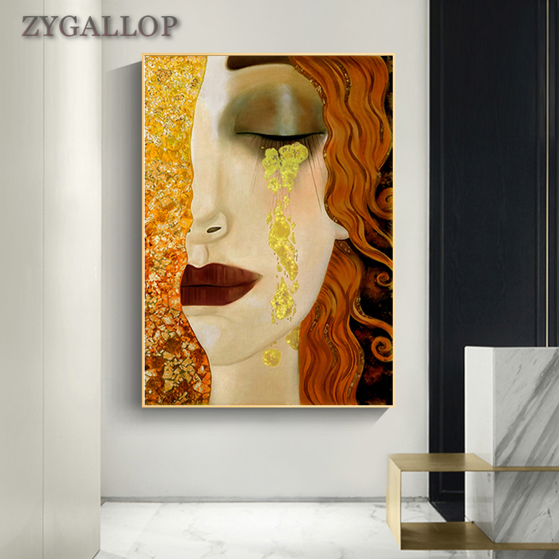 

Classic Artist Gustav Klimt Tear Oil Painting On Canvas Wall Art Abstract Portrait Poster Prints Wall Pictures For Living Room