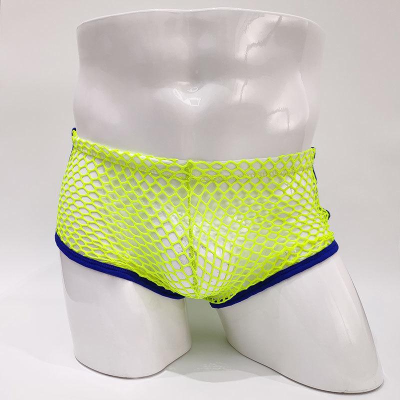 

Underpants Men Fishnet Boxer Panties Underwear Breathable Mesh See Through Sheer Lingerie Transparent Box Low Rise UnderpantsUnderpants