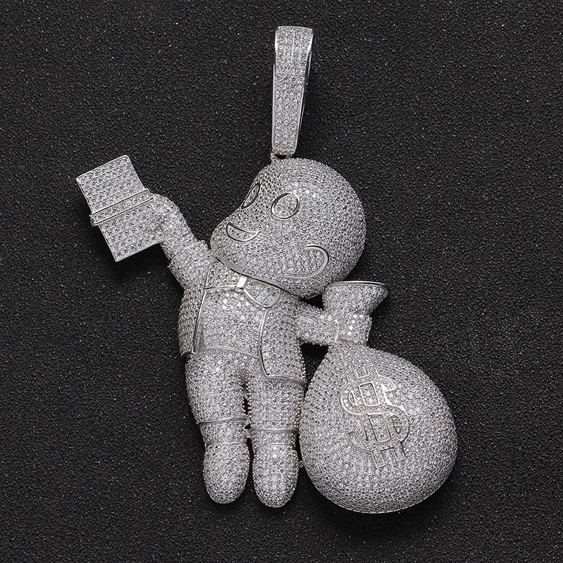 

Lockets Sterling Silver Bling Out Big Size Angel Give Dollars Money Pendants Necklaces For Men Hip Hop Rapper JewelryLockets LocketsLockets