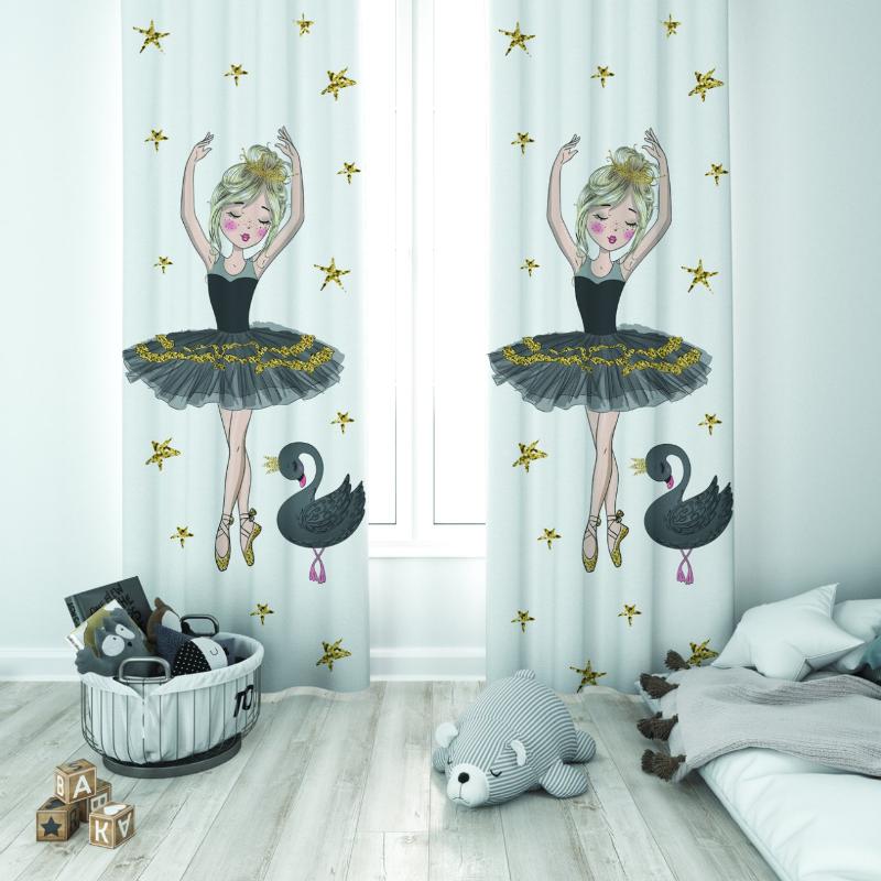 

Curtain & Drapes Cute Ballerina And Tiny Swan Baby Girl Room Special Design Shading Sash Hook Button Blackout Jealous Window Bedroom, 65x135 cm ( 1 pcs)