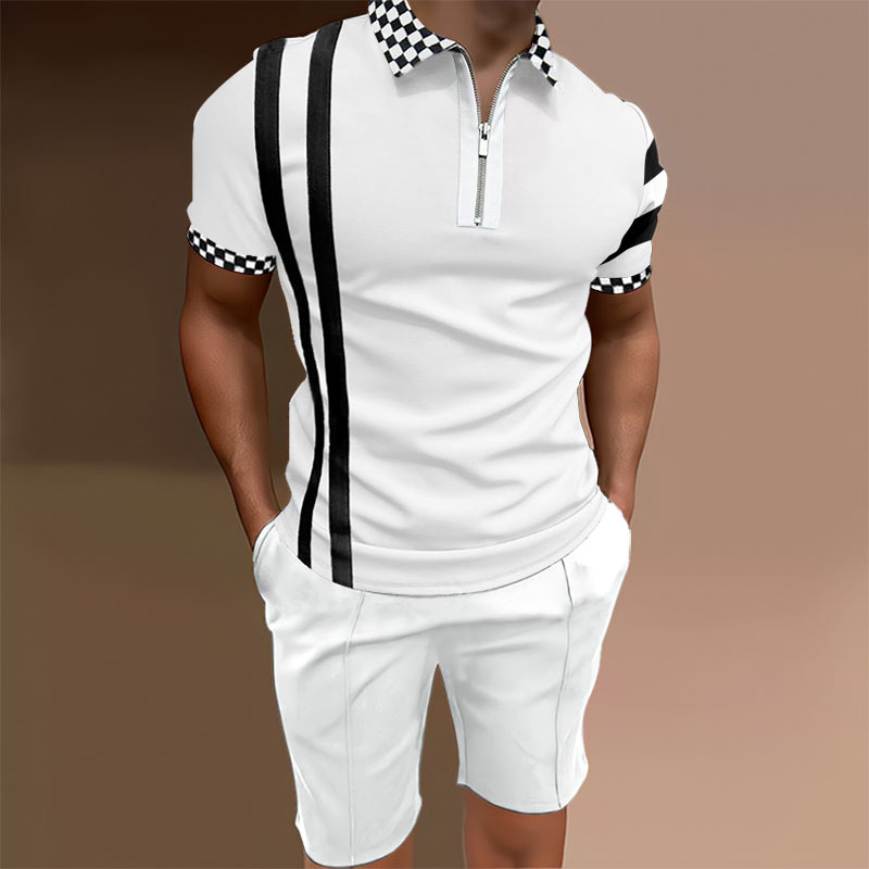 Baseball Tracksuits Casual Polos Fashion Man 2 piece Set T-Shirts Shorts Plus size Two Pieces Short Set Polo Tshirts Mens-image-761337560