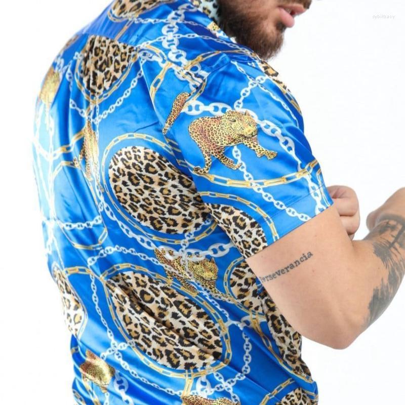 

Men's Dress Shirts Spring And Autumn Men's Short-sleeved Flower Large Size Thin Tops Gongyan Printing ShirtsMen's Sybi22, Black