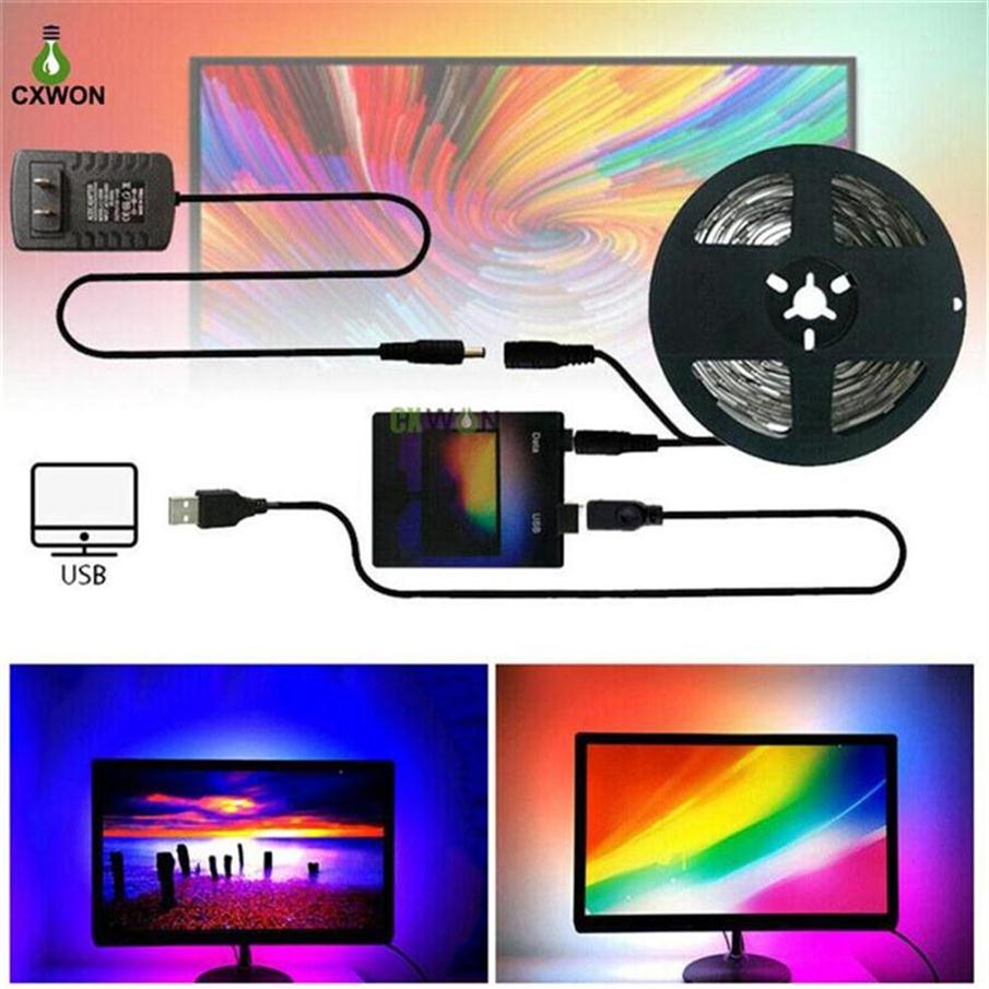

TV Strip Kit USB Dream Color 1M 2M 3M 4M 5M RGB WS2812B LED Strips for TV PC Screen Backlight lighting332T
