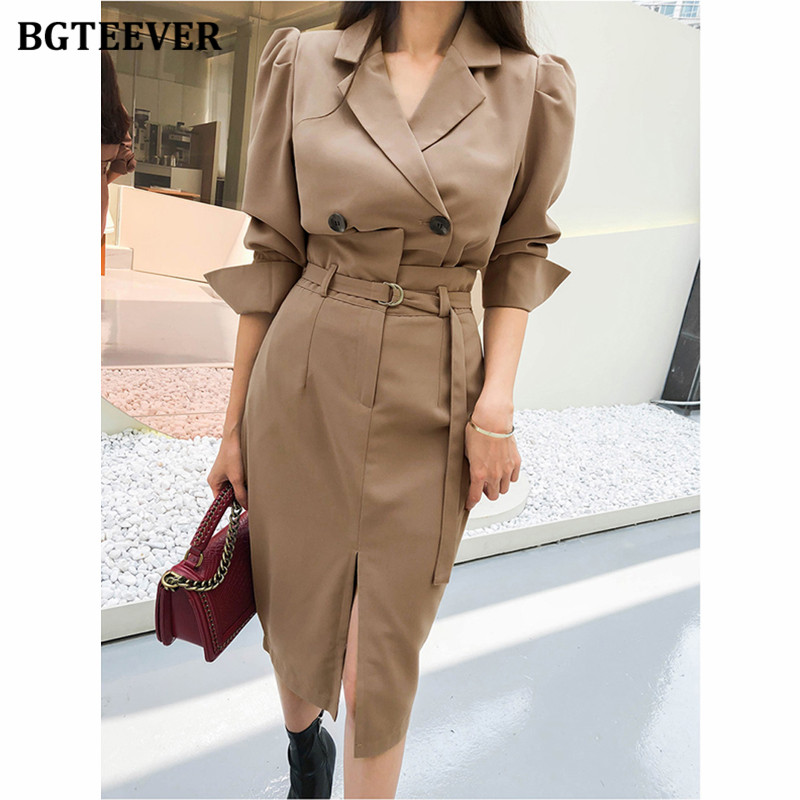 

Stylish Female Skirt Suits Double Breasted Short Blazer &amp High Waist Belted Midi Skirt Autumn Female 2 Pieces Set 2022, Black