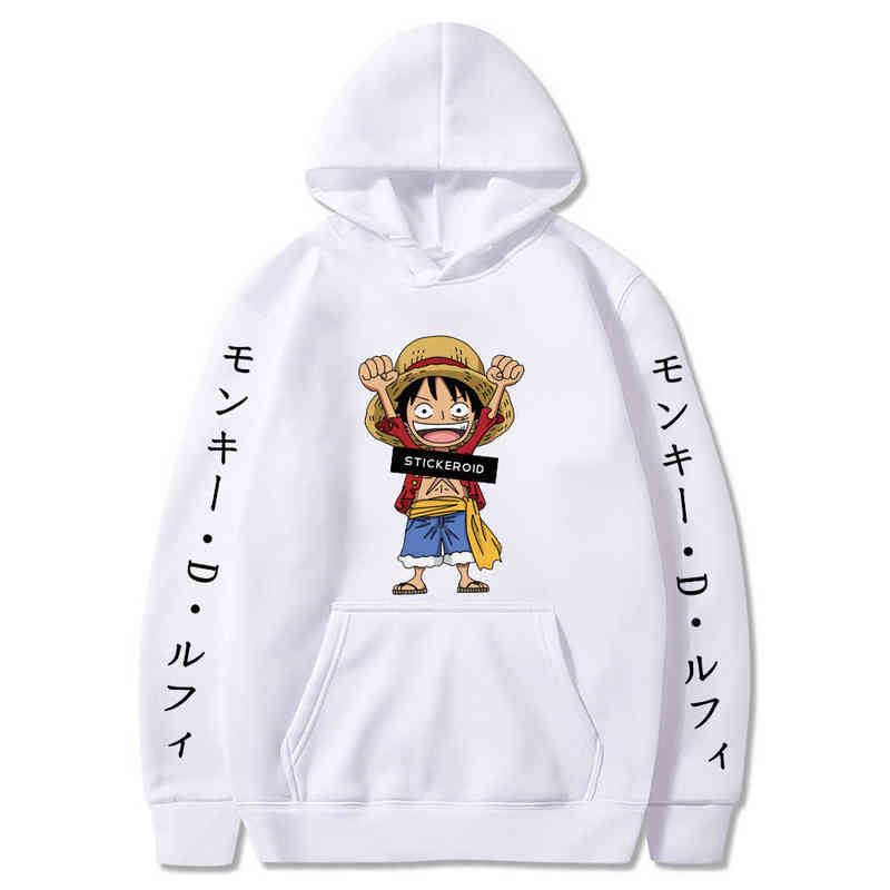 Japon Anime une pièce Luffy à capuche unisexe ensoleillé actif graphique sweat 2021 à la mode Streetwear G220713