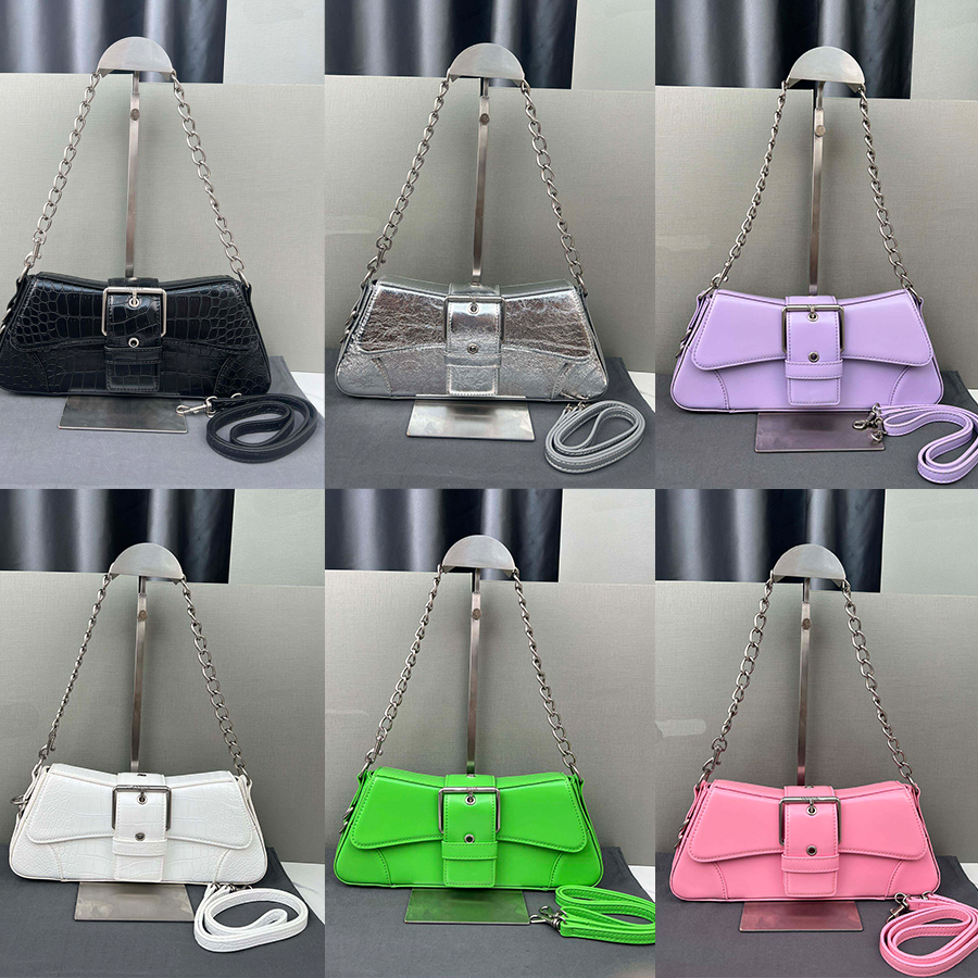 

Designer Women Shoulder Bag Chain Leather Strap Alligator Cross Body Purse Solid Color Handbags Flap Adjustable Decorative Buckle Belt Lady Luxury Axillary Bags, Pink