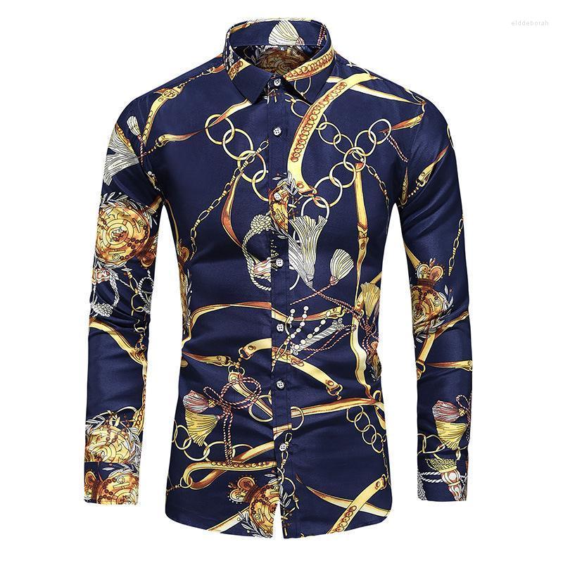 

Men's Casual Shirts Business Long-sleeved Shirt For Men Fashion Retro Printing 2022 Autumn Cardigan Tops European Plus Size 7XLMen's Eldd22