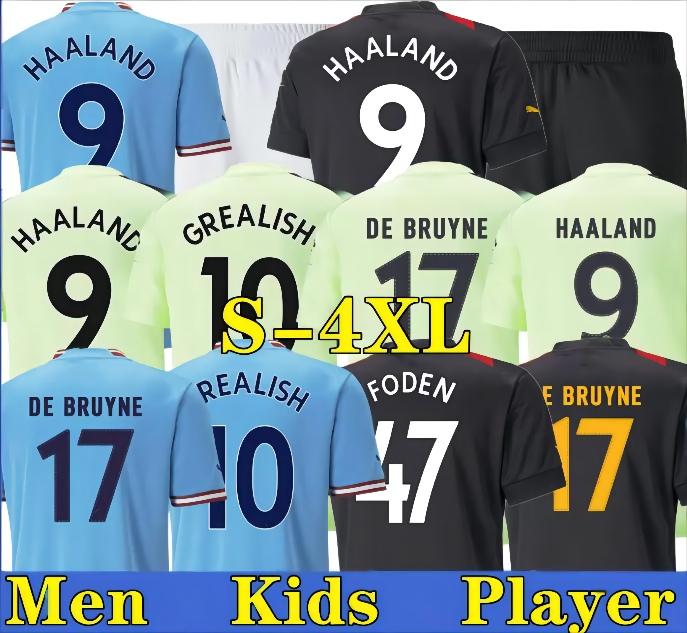 

22 23 HAALAND soccer jersey DE BRUYNE MANs CITY MAHREZ MANCHESTERS FODEN football shirt kids, 22/23 kids -home