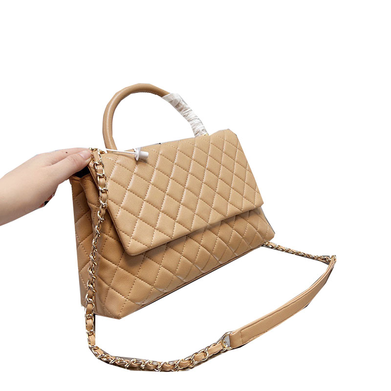 

22P Summer Womens Jumbo Maxi Caviar Leather Calfskin Bags Quilted Top Handle Totes Gold Metal Hardware Chain Crossbody Shoulder Multi Pochette Purse Handbags 28CM, Box