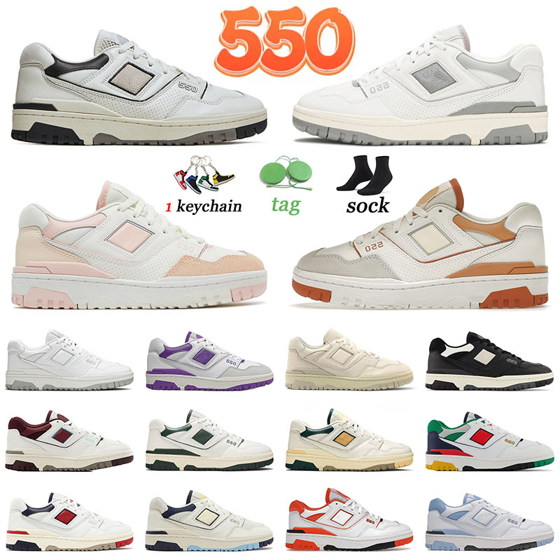 

New B550 Designer Shoes Au Lait White Pink Auralee Men Women Trainers ALD 550 Sea Salt UNC Shadow Cream Black Rich Paul Silver Evergreen Sports Sneakers BB550 Runners, 36-40 white pink