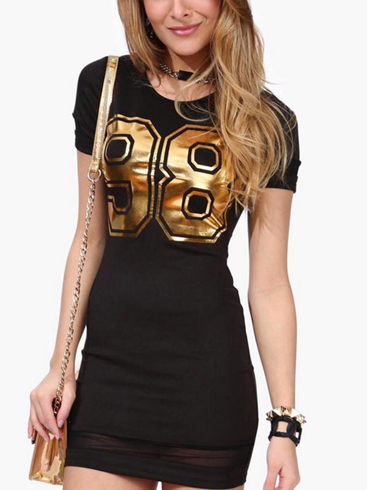 

Casual Dresses Woman Dress Elegant Sexy Vestido Mujer Short Sleeve Evening Ladies Clubwear Black Digital Number Printing White 2022Casual, S1052 white