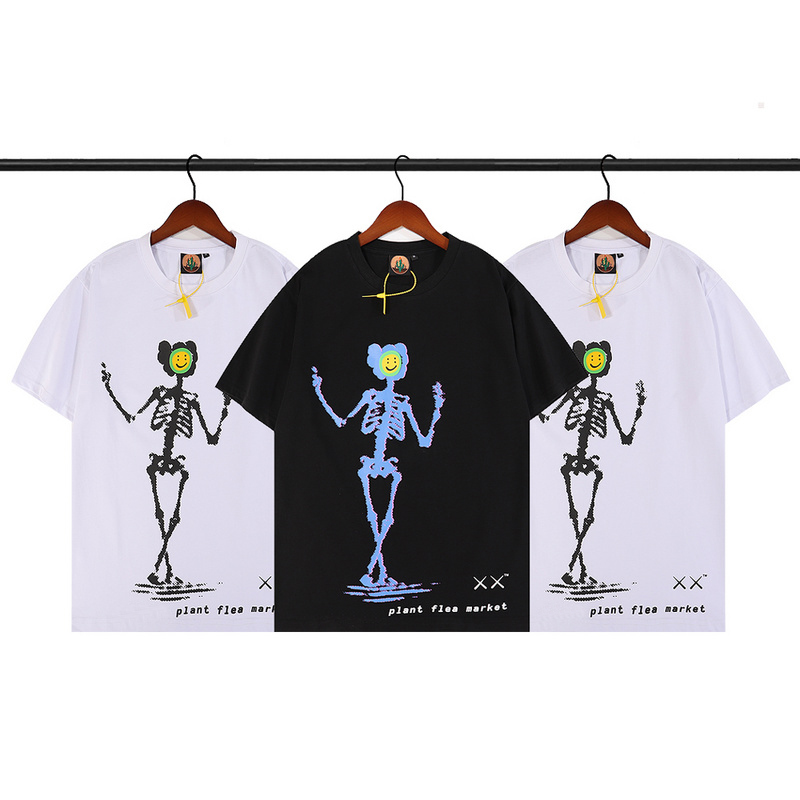 

22ss Graffiti Flower Skull T shirt USA Europe High Street Tee Spring Summer fashion Skateboard Men Women Tshirt, White