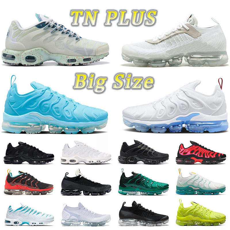 

New Arrival Tn Plus Mens Womens Designer Running Shoes Eur 46 47 University Blue Tennis Terrascape Atlanta Fly Knit Flynit Sports Sneakers Trainers Big Size Us 12 13, 40-46 reflective grey