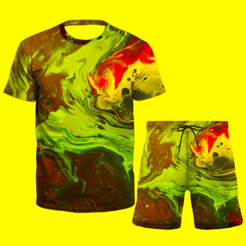 

Men's Tracksuits Fashion Summer Graffiti 3D Print Men's/Women T-Shirt Suit O-Neck Short Sleeve Casual Breathable Oversized Male T Shirt, Awms1061