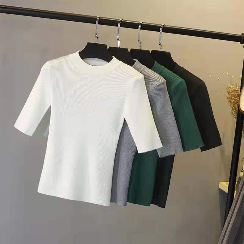 

Women's Sweaters Women's Sweater Solid Half Sleeve Knitted Jumper The Top That Makes Women Jump In Spring Of AutumnWomen's, Green