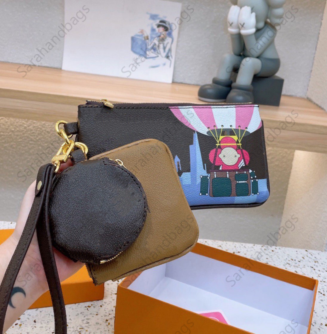 

Designer Coin Purses handbags Luxury wallets three -piece women coin wallet card package fashion retro flower letter pattern handbag