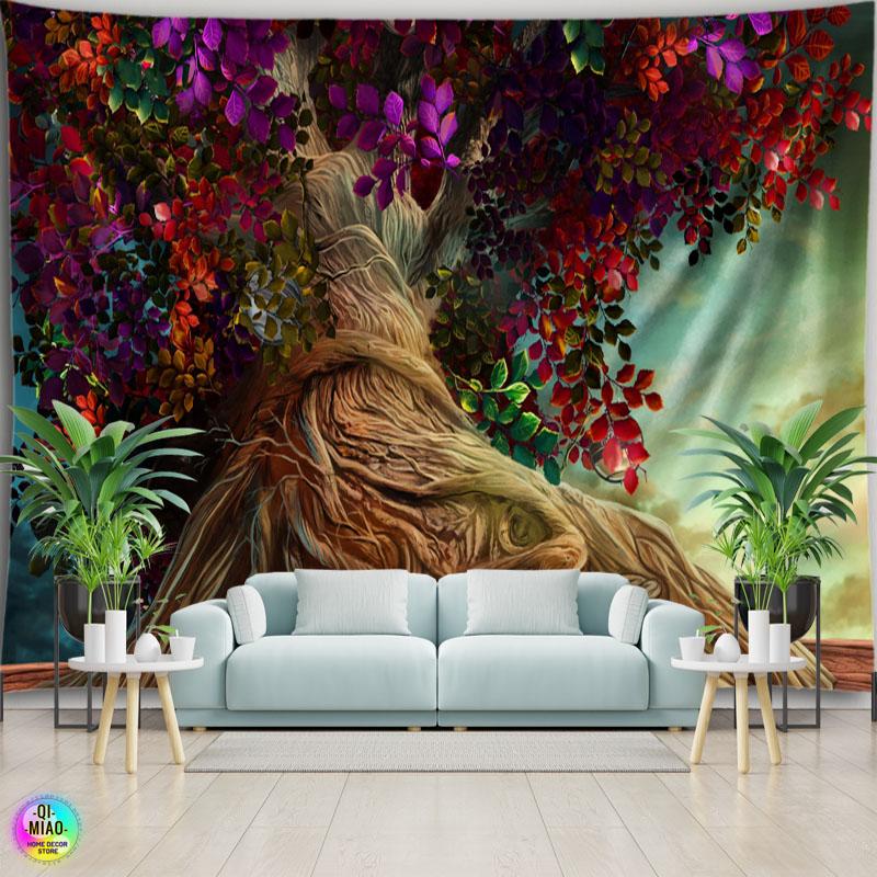 

Tapestries 3D Tree Of Life Tapestry Large Fabric Wall Hanging Fantasy Forest Scenery Home Decor Room Boho Witchcraft Wishing