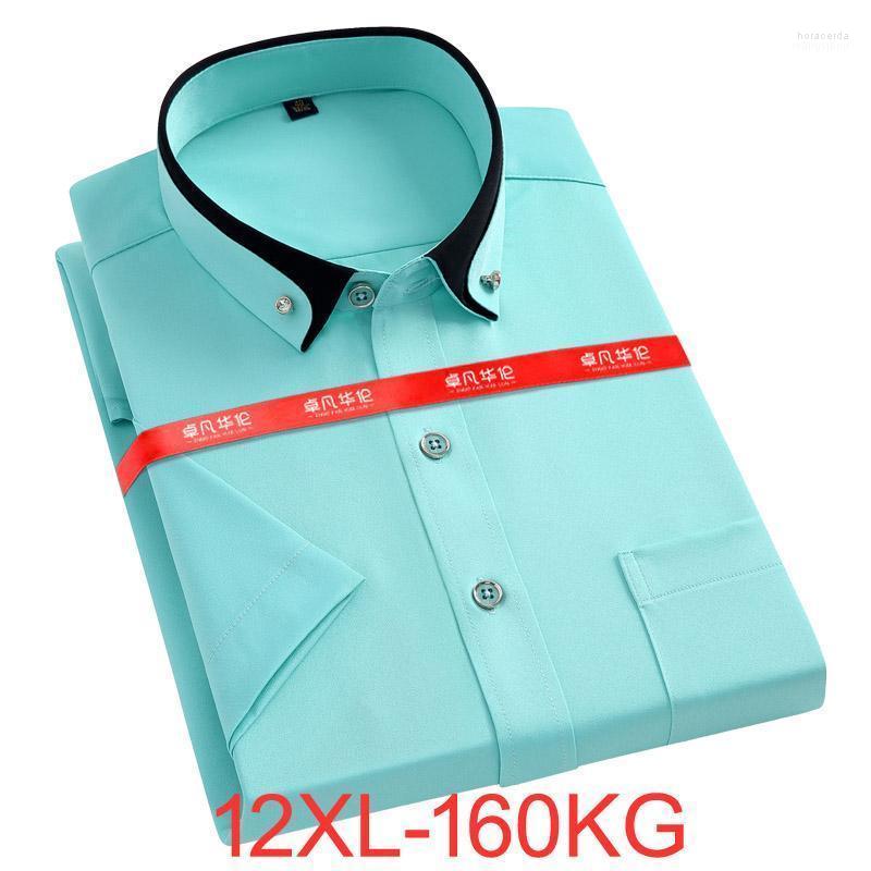 

Men's Casual Shirts Large Size 12XL 150KG 160KG Men Big Shirt Short Sleeve Summer Office Dress Formal Solid Pockets Business 160KGMen's Hora, Green