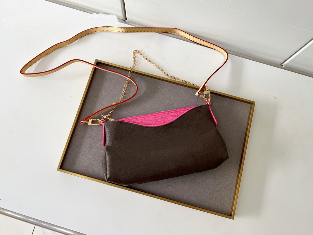 

2022 Luxury bags Designer Handbags PU PALLAS CLUTH bags Leather Classic Ladies Lock Shoulder Bag 6 Colors Gold Chain, 41638#brown print #interior red