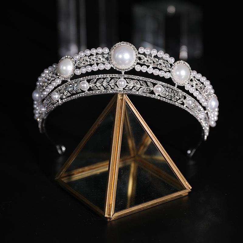 

Hair Clips & Barrettes Large Pearls Bridal Crown Bridesmaid Diadem Headband Women Tiara Wedding Hairwear HQ0102