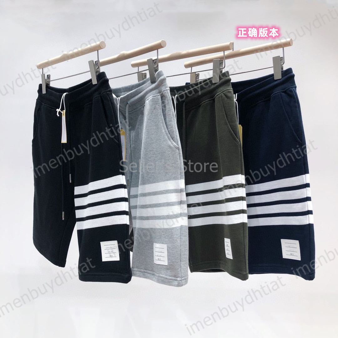 

6s77 2022 Fashion Classic Four Bar Tb-thom Summer Shorts Original Cropped Yarn Dyed College Couple's Same Half Pants Brand Desk, Black