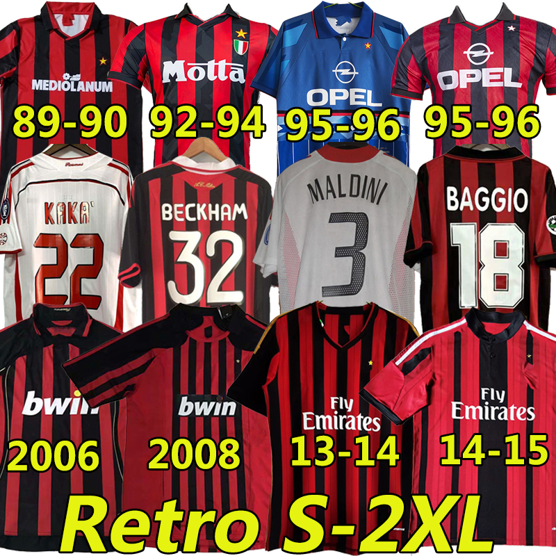 

Retro Soccer Jersey 1990 2000 1962 1963 2007 2002 2003 2004 MILAN football shirt Gullit 1988 96 97 Van Basten KAKA Inzaghi BECKHAM RONALDINHO Vintage Classics jerseys, 09 10 home