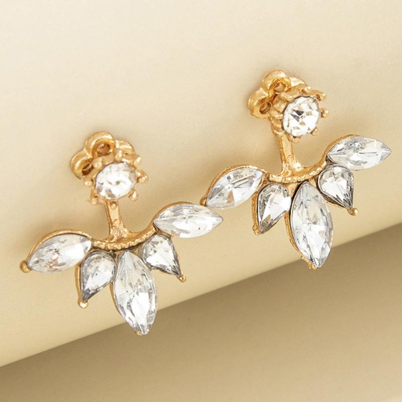 

Clip-on & Screw Back Glamour Fashion Metal Flower Drop Earrings Stud Two Ways Rhinestone Sweet Temperament Jewelry For Women Wedding PartyCl