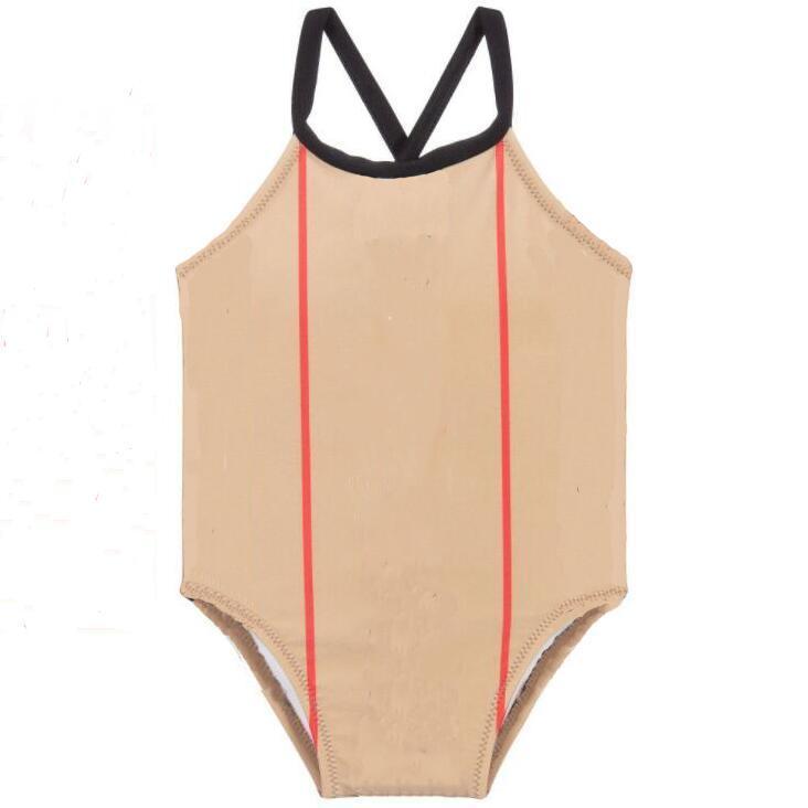 

summer girl Women Lady Bikini Kids One Pieces Designer Vertical stripes plaid children clothes Swimwear baby girls print swimsuit Beach Jumpsuit
