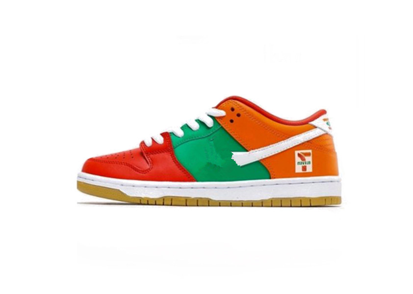 

Shoes Mens Shoes Dunks LOW 7-11 Basketball Shoe High Quality Sports Sneakers Color Orange Peel/Pine Green/University Red Size 36-47 Available, Box